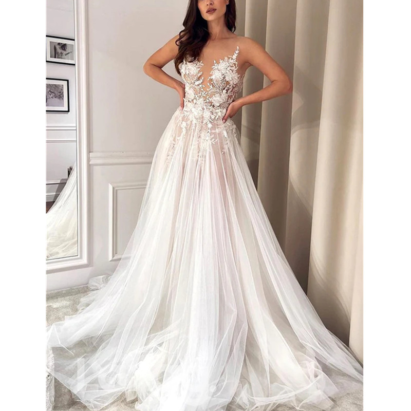 2024Elegant Long V Neck Satin Plus Size Wedding Dresses Sleeveless with Bow A Line Sweep Train Bridal Gowns for Women