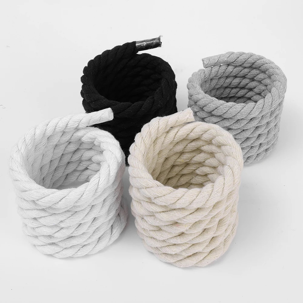 1Pair 120140160CM Bold Cotton Linen Twist Weave Shoelaces Wood Rope Laces Men Women Trend Personality Sport Casual Shoes 240520