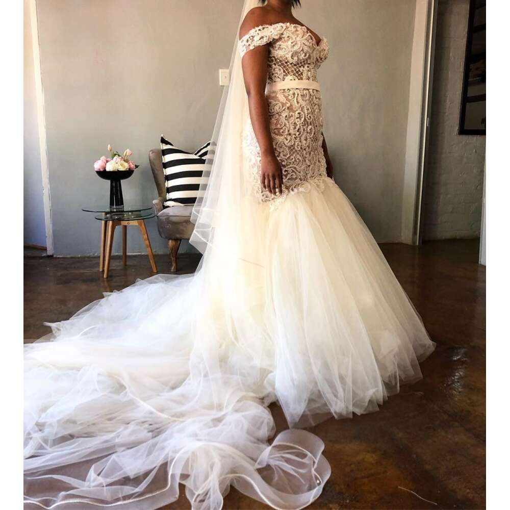 Sweetheart Neck Mermaid Wedding Dresses Lace Appliques Pearl Beads Off The Shoulder Bridal Gown Vestido De Noiva