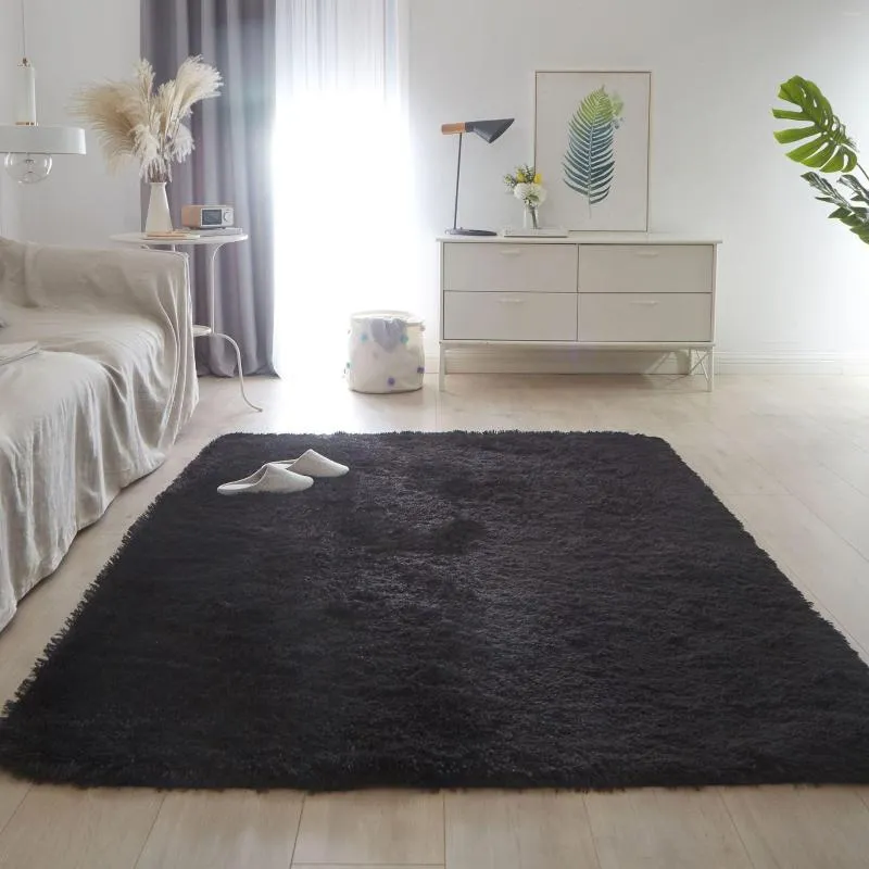 Carpets Nordic Style Furry Rug Modern Bedroom Carpet Living Room Decoration Large Size Black Gray Pink Beige Non Slip Mat H260226