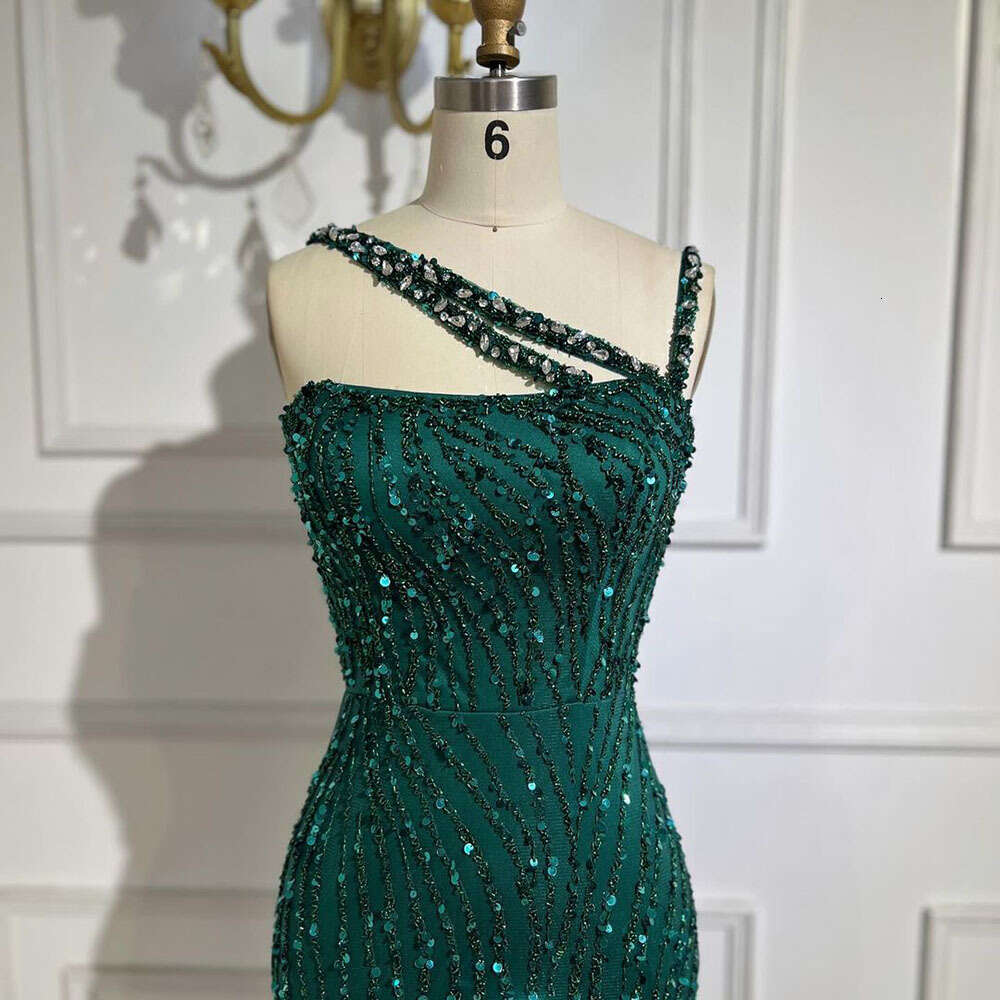 Serene Hill Green One Shoulder Mermaid Elegant Beaded Red Evening Dress Gown for Women's specialParty 2024 LA72340