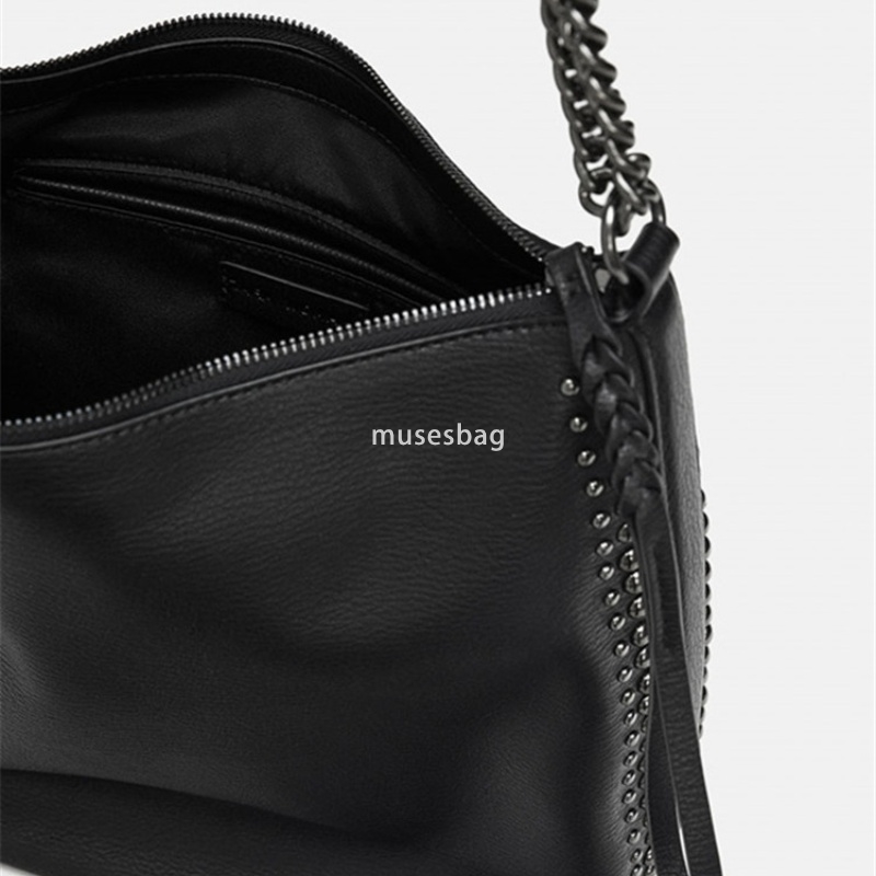 PU High Quality Women's Fashion Tote Handheld Rivet Practical Multi functional Single Shoulder Bag Water Bucket Bag Large Capacity Shopping Bag