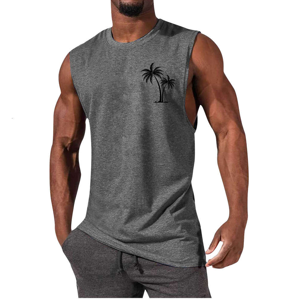 Plus Size 3xl 4XL Mens t-shirt Designer Tank Top Muscle Man Sports and Casual Vest Tops CoconutTree Printed Summer Mens sleeveless tee shirts