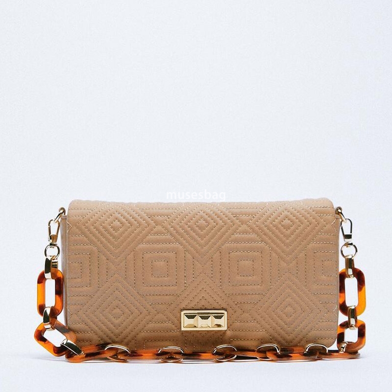New women's bag with beaded chain simple and versatile French stick bag fashionable and trendy one shoulder small square bag high-end commuting b