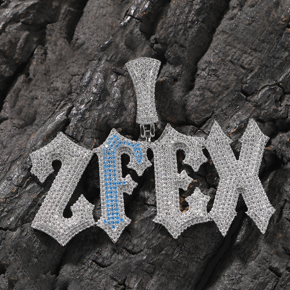 Hip Hop DIY Custom A-Z 0-9 Burr Letters Pendant Necklaces Real Gold Plated Jewelry