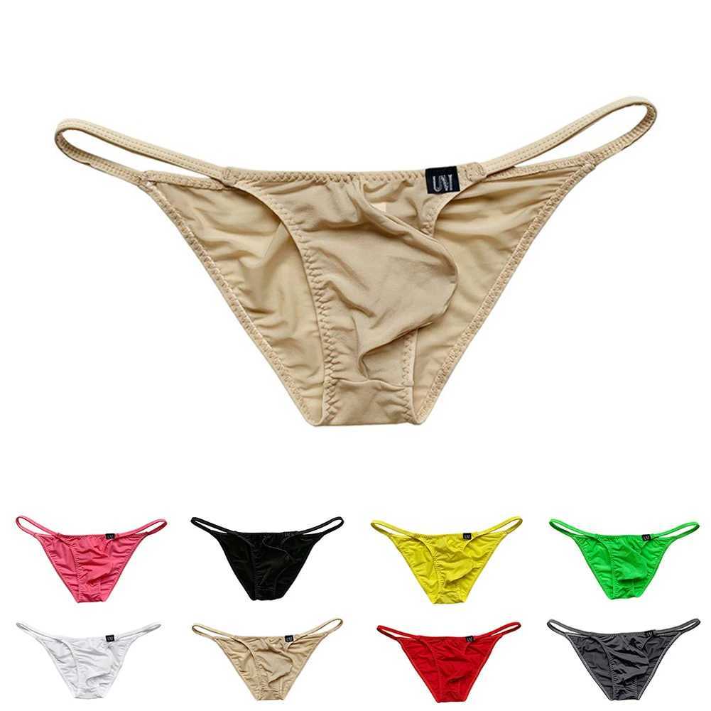 Underpants Sexy mens PenisPouch underwear mesh ultra-thin bikini thong mens low rise G-String transparent fabric high elasticity underwear Six-pi