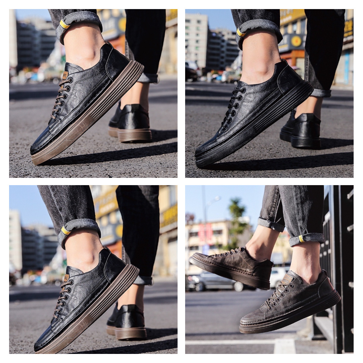 Brown Black Color Cheap Discount Leather Casual Shoes Luxury Outdoor Sneakers Low Top Sneaker Flat Heel Casual shoe hotsale trade 002