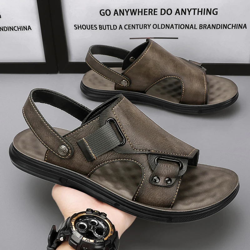 Mens casual shoes mens dual-purpose slippers mens middle-aged and elderly beach shoes 240605