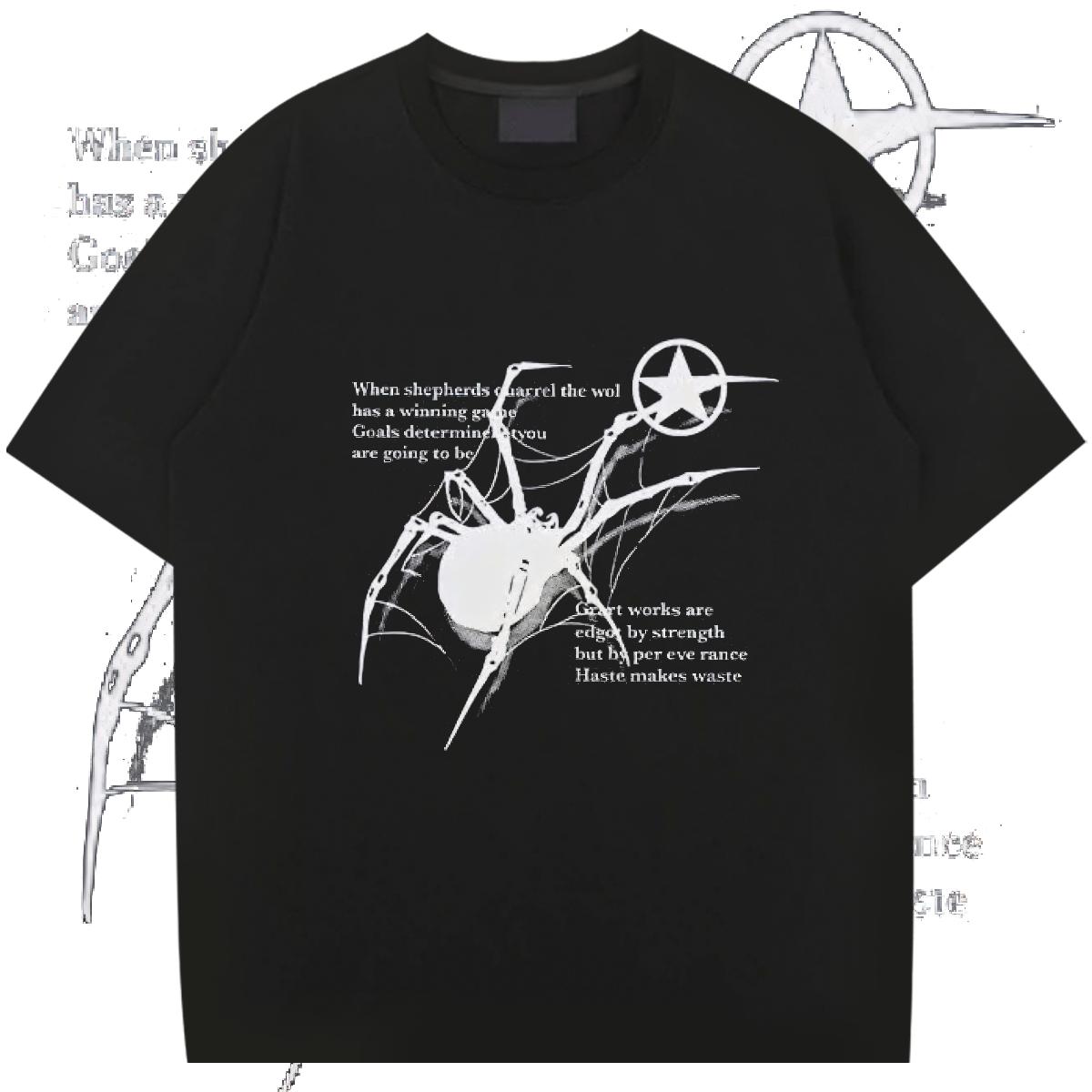 White Spider Printing Mens Tshirts Breathable Short Sleeve Spring Summer T Shirt For Man Graphic Fashion New Tees