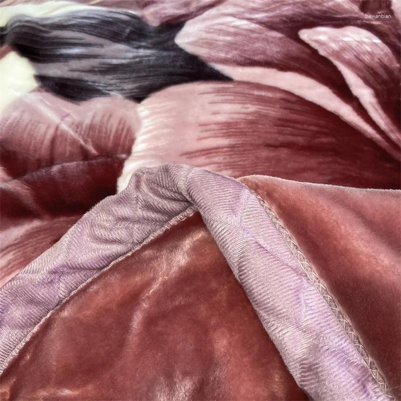 Blankets Winter Double Layers Thick Raschel Blanket Soft Warm Heavy Fluffy Throw 150x200cm Thicken Fleece Quilts Bed