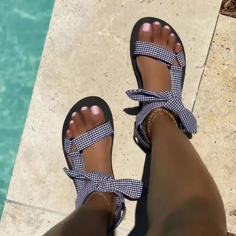 flat womens shoes hemp rope set foot beach sandals outdoor all-match casual slippers Large size women sandals 35-43 240605