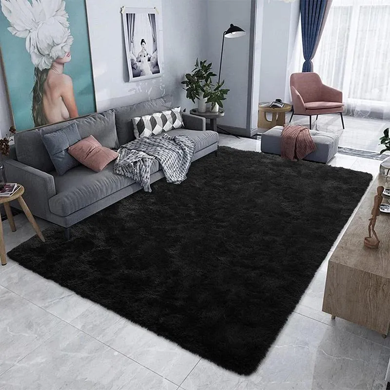Carpets Nordic Style Furry Rug Modern Bedroom Carpet Living Room Decoration Large Size Black Gray Pink Beige Non Slip Mat H260226