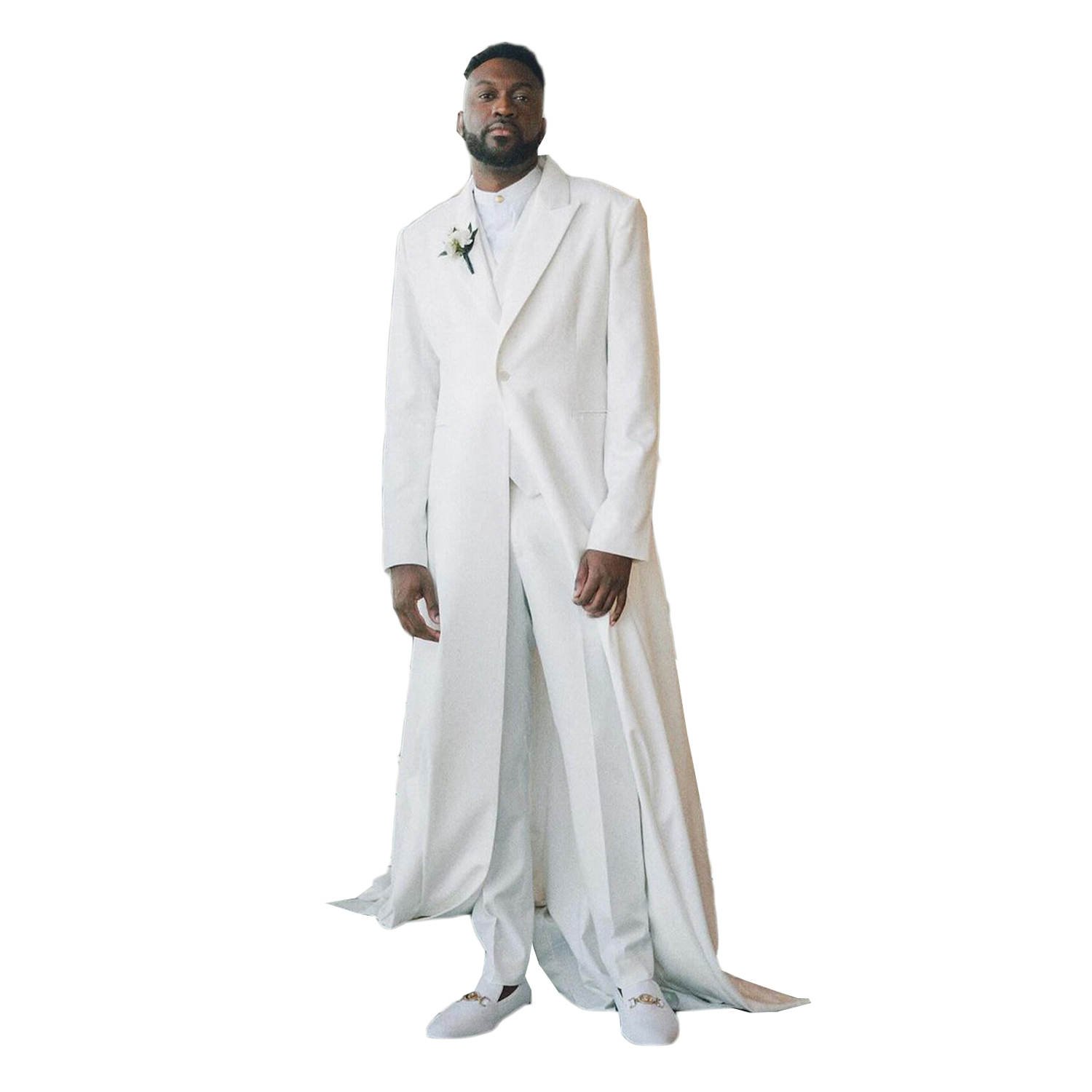 White Customized Mens Wedding Tuxedos Peaked Lapel Groom Wear Dinner Prom Party Long Jacket 3 Pieces With Vest