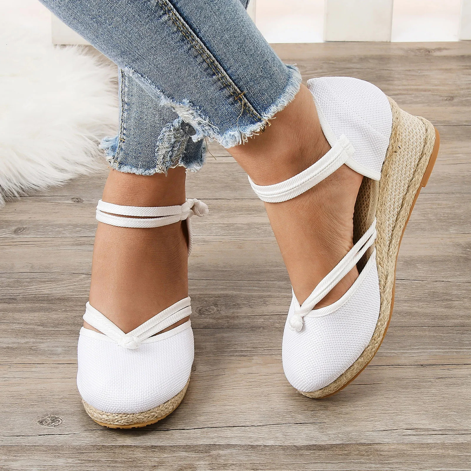 Womens platform wedge sandals fashion version woven buckle breathable sandals womens grass shoes footwear 240605