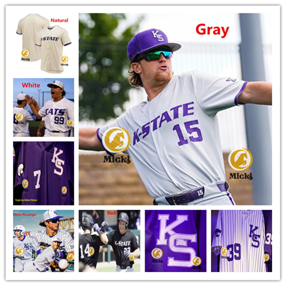 Owen Boerema Kansas State Wildcats Baseball Jersey Jackson Wentworth 10 Blake Dean 39 Josh Wintroub 45 Jacob Frost 16 Tyson Neighbors 99 J.J. Slack K-State Jerseys