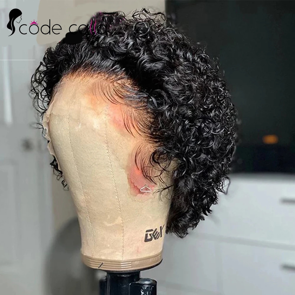 Short Pixie Cut Wig Curly Bob Lace Front Human Hair Wigs for Black Women 180 Density 13X1 PrePulcked Lace Wigs Brazil Weaving 240603