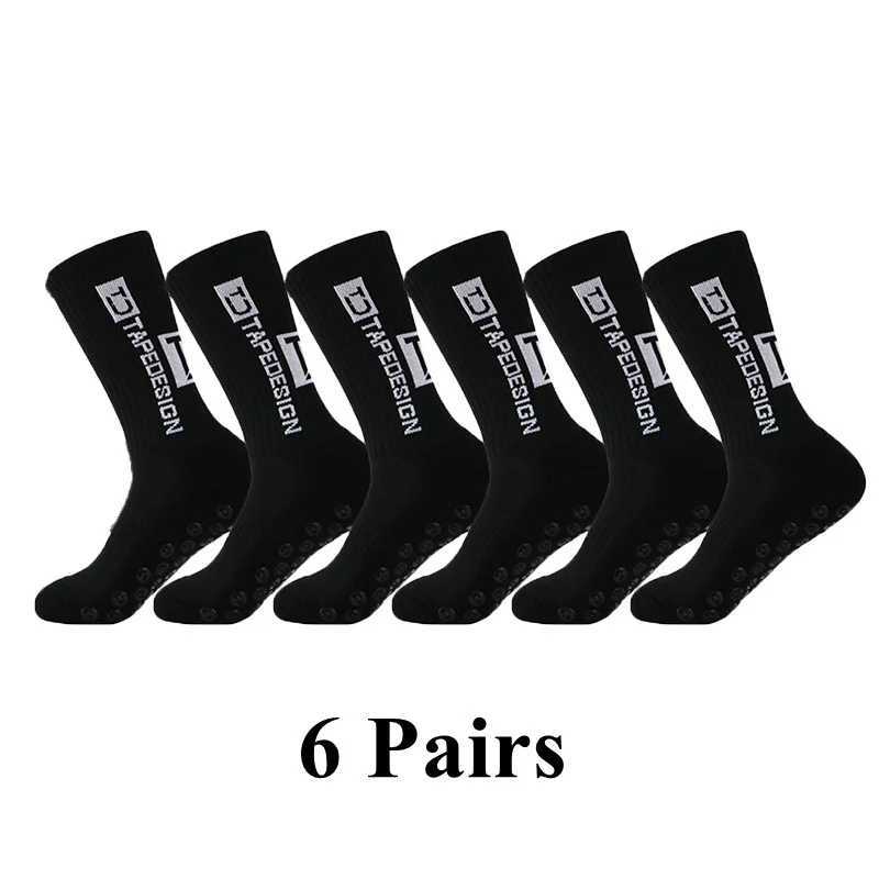 Sports Socks 6Pairs/Lot 2023 New ANTI SLIP Tapedesign Football Socks Mid Calf Non-Slip Soccer Sport Cycling Sports Mens Sock EU38-45 246048 2406043