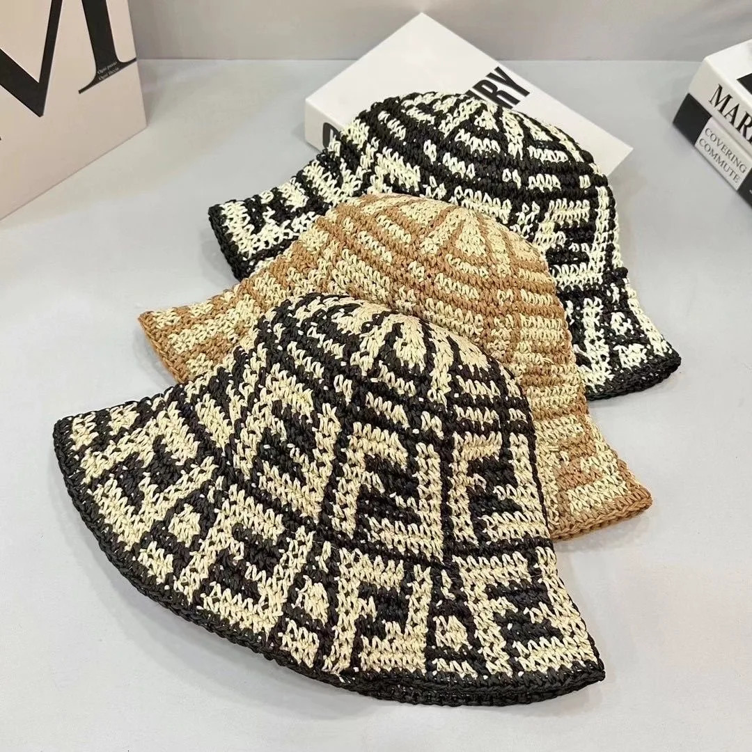 Summer Straw Sun Hats for Women Showing Face Small Bucket Hat Large Brim Sunshade and Sunscreen Seaside Beach Cap 240603bj