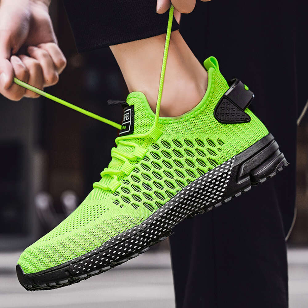 Sport Sneakers Casual Lace Up Summer Breathable Mesh Running For Men Lightweight Solid Color Tennis Shoes Ddmysaturn
