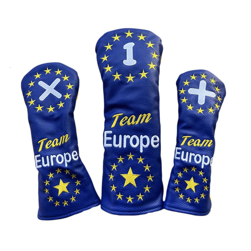 Golf Driver Headcover Fairway Wood Hybrid Head Cover 1 3 5 Golf Woods Covers Europe Team For Golf Woods Set 240603