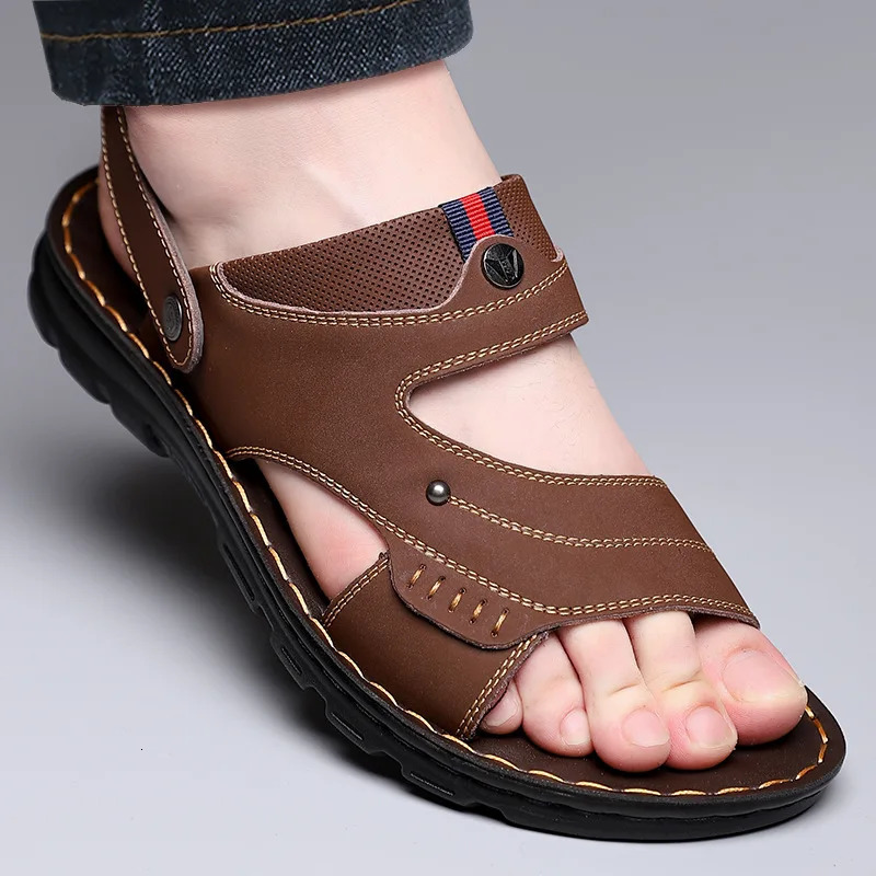 selling mens sandals non slip leather sandals soft and smooth flat bottomed mens casual sandals MSA581 240605