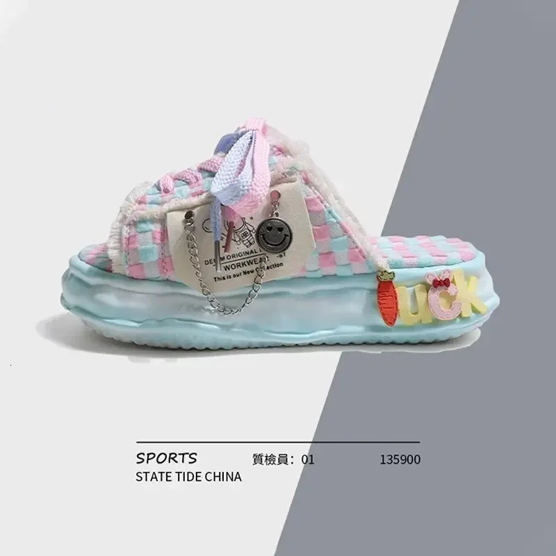 Summer Women Graffiti Slippers Sandals Platform Shoes Mules Flip Flops Street Clogs Flat New Sweet Casual Shoes For Female 240605