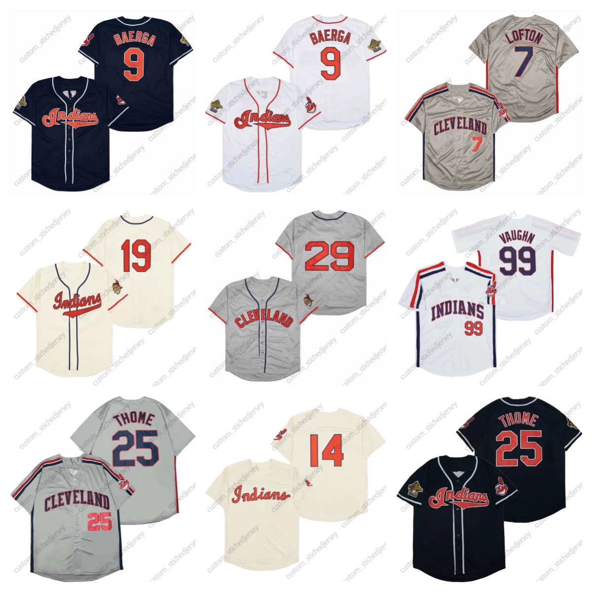 Manny Jim Thome Indians Ricky Vaughn Throwback Baseball Jersey 1995 World Series Jose Ramirez Kenny Lofton Albert Belle Frank Robinson Vizquel Stitche