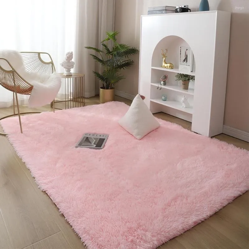 Carpets Nordic Style Furry Rug Modern Bedroom Carpet Living Room Decoration Large Size Black Gray Pink Beige Non Slip Mat H260226