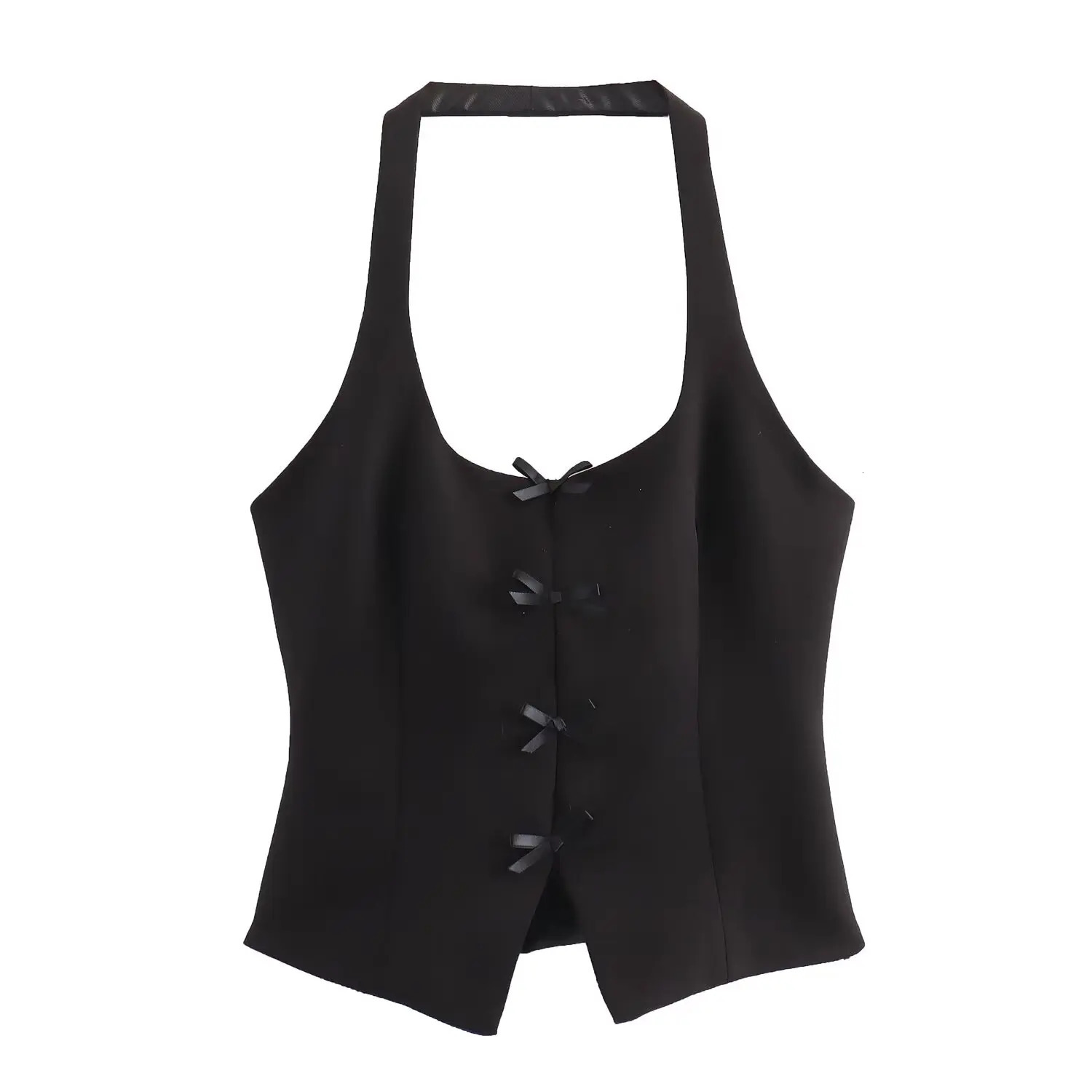 Rindu TRAF Womens Bow Halter Neck Top Official Store Traff Man Woman Clothing Y2k Clothes Corset Tanks 240601
