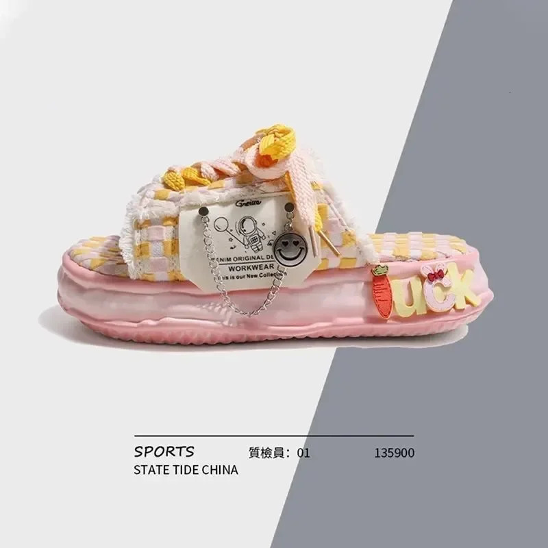 Summer Women Graffiti Slippers Sandals Platform Shoes Mules Flip Flops Street Clogs Flat New Sweet Casual Shoes For Female 240605