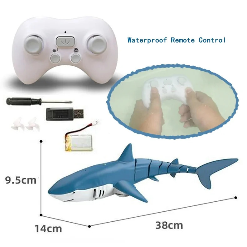 Water Swimming Pools Tub Robots Remote Control Sharks Baby Bath Toys for Boys Children Kids Electric Rc Animals Bionic Fish Ship 240531