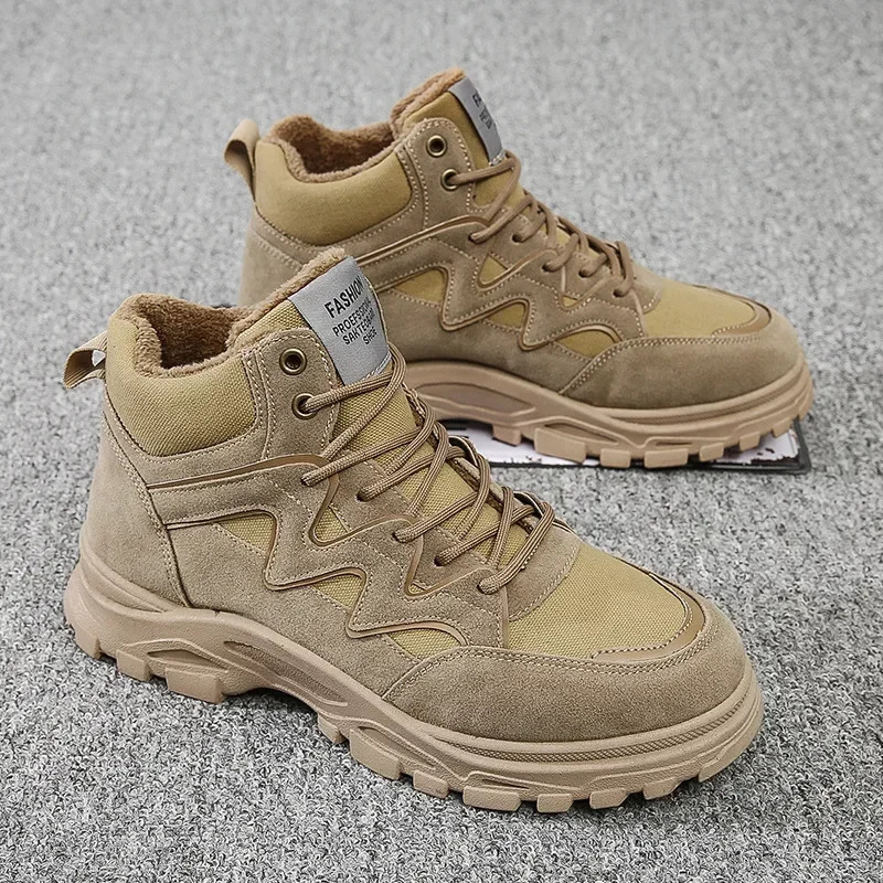 Mens Military Tactical Boots Fashion Platform Boots Outdoor Anti slip Training Shoes Winter High Top Combat Boots 240605