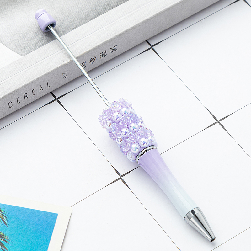 Roses Beadable Pens DIY Beaded Ballpoint Pens Plastic Rotary Ball Pen School Office Supplies