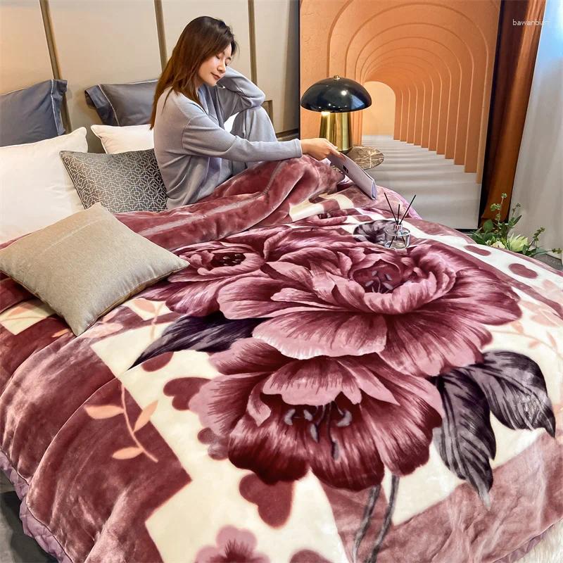 Blankets Winter Double Layers Thick Raschel Blanket Soft Warm Heavy Fluffy Throw 150x200cm Thicken Fleece Quilts Bed