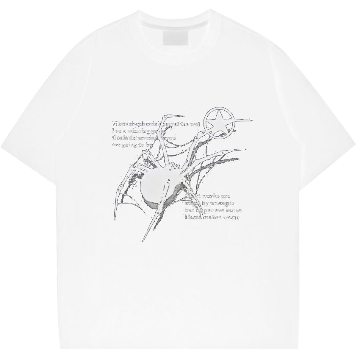 White Spider Printing Mens Tshirts Breathable Short Sleeve Spring Summer T Shirt For Man Graphic Fashion New Tees