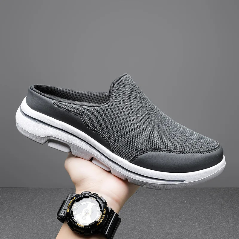 Men Casual Mules Mesh Breathable Flat Slippers Summer Couple Shoes Large Size Loafers Fashion Shoes Men Street Slippers 240605