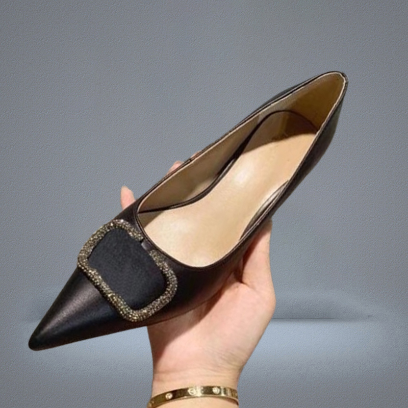 Brand Women V Logo Correct Real Leather Heels Shoe Black Goal 6cm 85cm High Heel Pointed Toe Wedding Shoes 3543