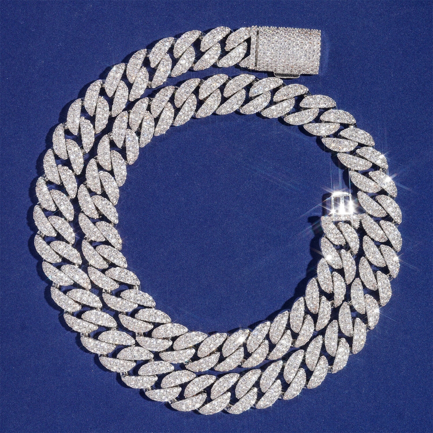 fashion pendant jewelry iced out hip hop miami cuban link chains men and women sier 15mm wide round shape vvs moissanite cuban necklaces and bracelets