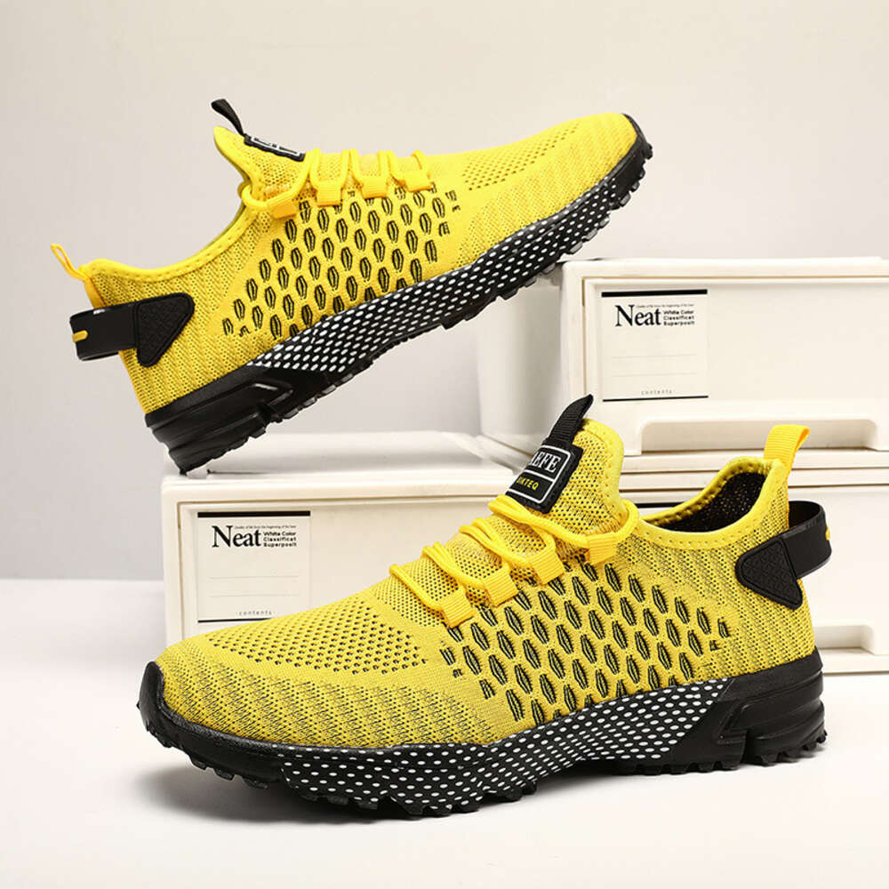 Sport Sneakers Casual Lace Up Summer Breathable Mesh Running For Men Lightweight Solid Color Tennis Shoes Ddmysaturn