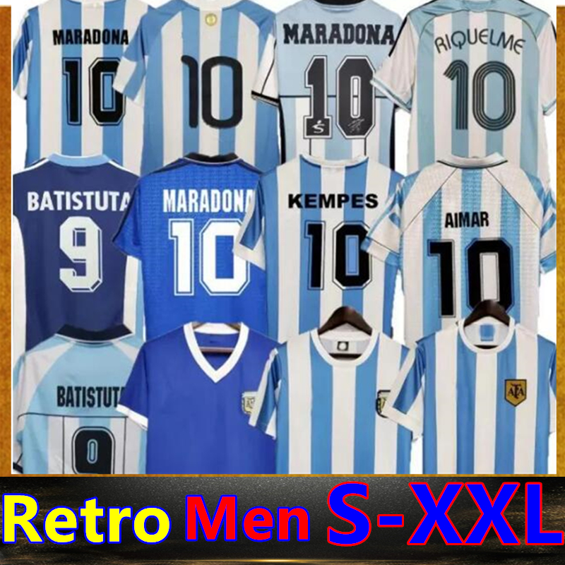 1978 1986 1998 Argentina Retro Soccer jersey AIMAR 1996 2000 2001 2006 2010 Kempes Batistuta Riquelme HIGUAIN KUN Maradona CANIGGIA Batistuta Football Shirts