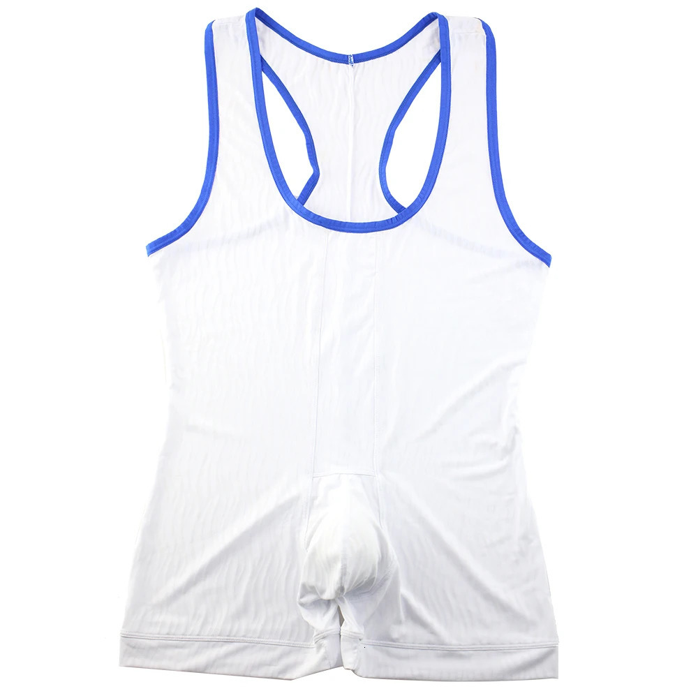 Men Underwear Bodysuit Sexy Stretch Tight Boxers Male Leotard Wrestling Singlet Jumpsuit Clubwear Tank 240601