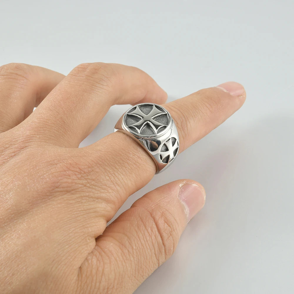 1PC 316L Stainless Steel Metal Glossy Punk Rings for Men Geometric Width Square Finger Fashion Ring Jewelry Accessories 240601