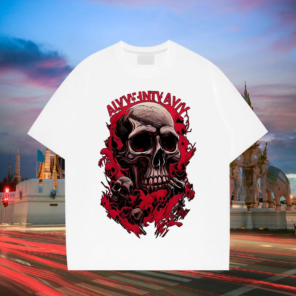 Fashion T-Shirts Cartoon Printing S-3XL Sports Casual Men Clothes T-Shirt Crew Neck Cotton Loose