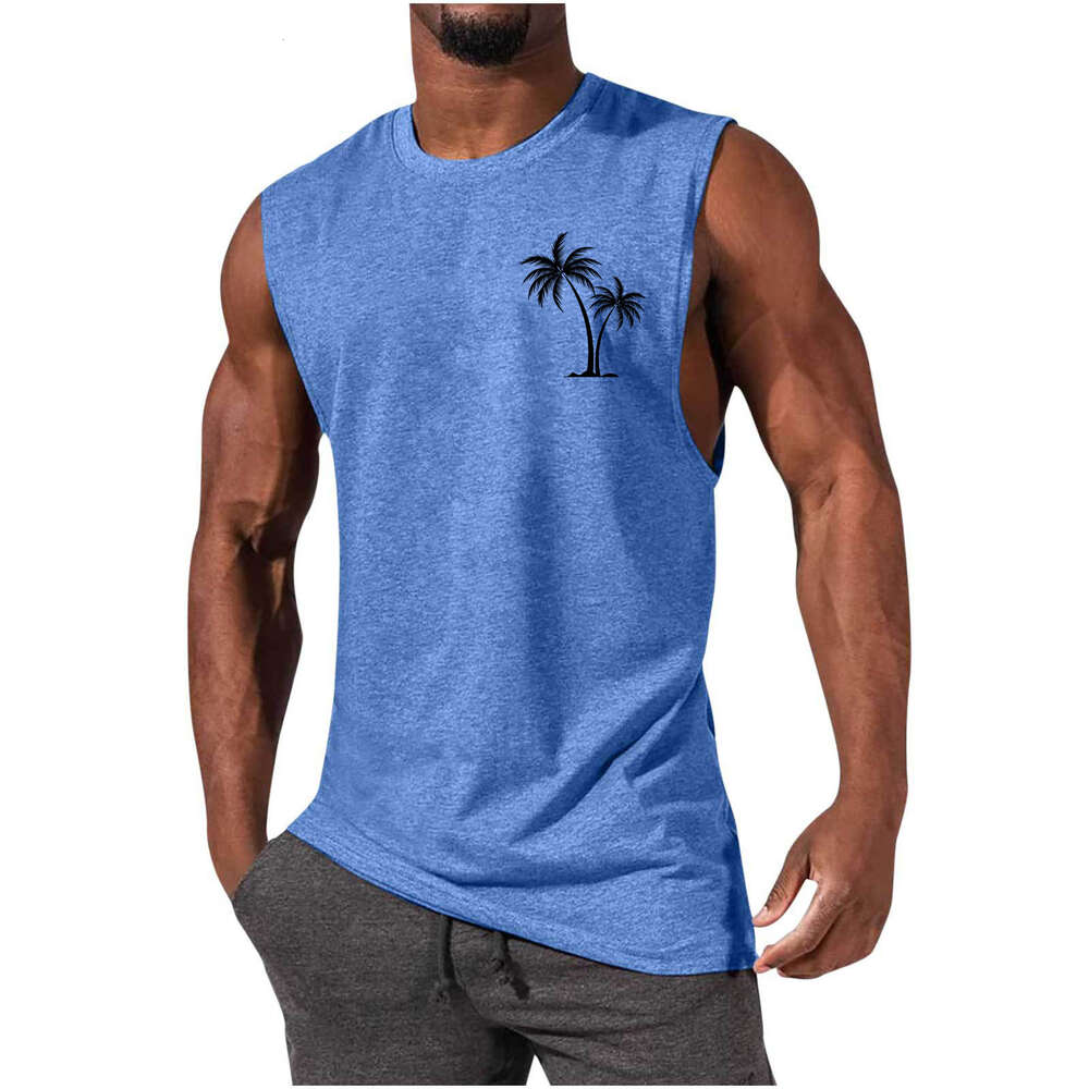 Plus Size 3xl 4XL Mens t-shirt Designer Tank Top Muscle Man Sports and Casual Vest Tops CoconutTree Printed Summer Mens sleeveless tee shirts