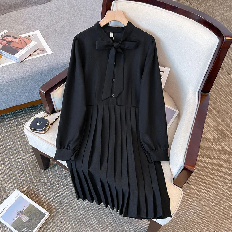 Large Size Womens Clothing Spring Slimming Tweed Vest Pleated Dress Two-Piece Set 240529