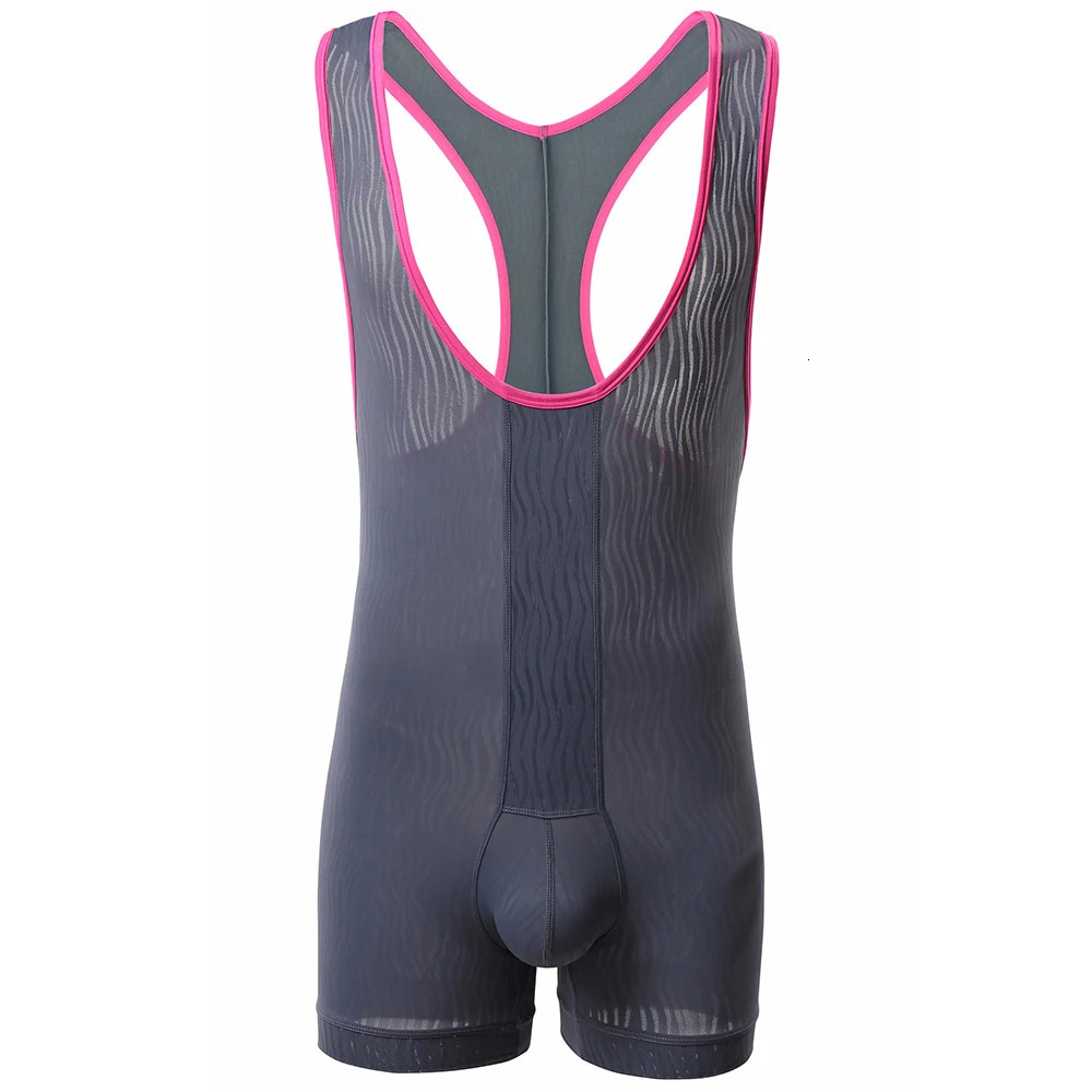 Men Underwear Bodysuit Sexy Stretch Tight Boxers Male Leotard Wrestling Singlet Jumpsuit Clubwear Tank 240601
