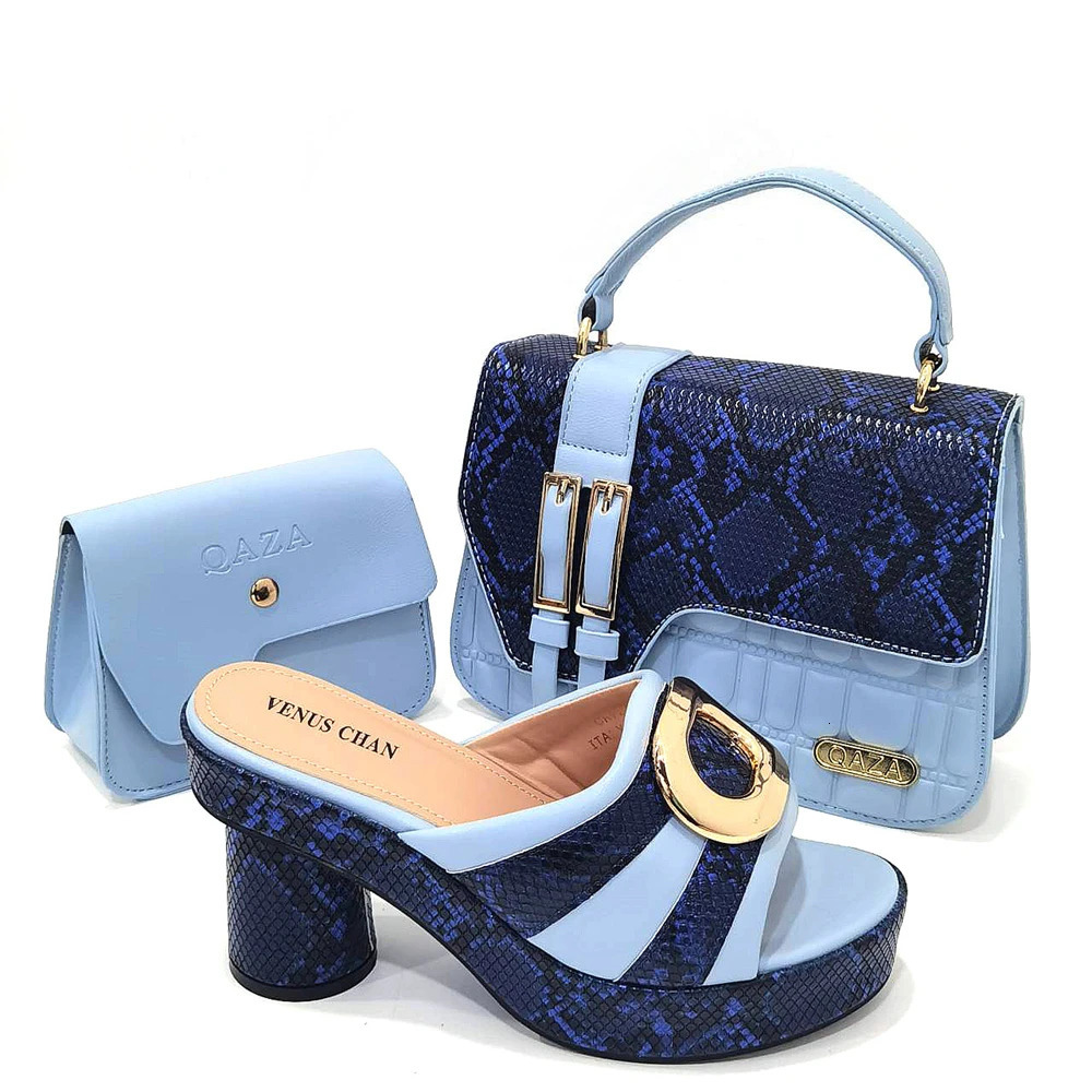 Nigerian Bags Set Round Toe Italian Royal Paty Matching Shoes and Bag in Color 240605