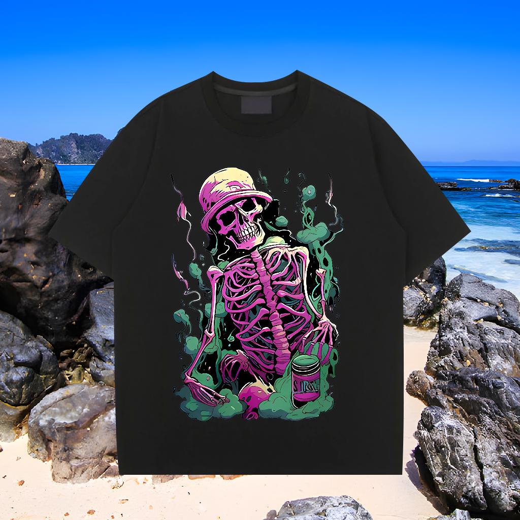 Cool Men Clothes T-Shirt Breathable Crew Neck Cotton Casual Daily Wear Mens T Shirts Floral Print 2024 Top Tees