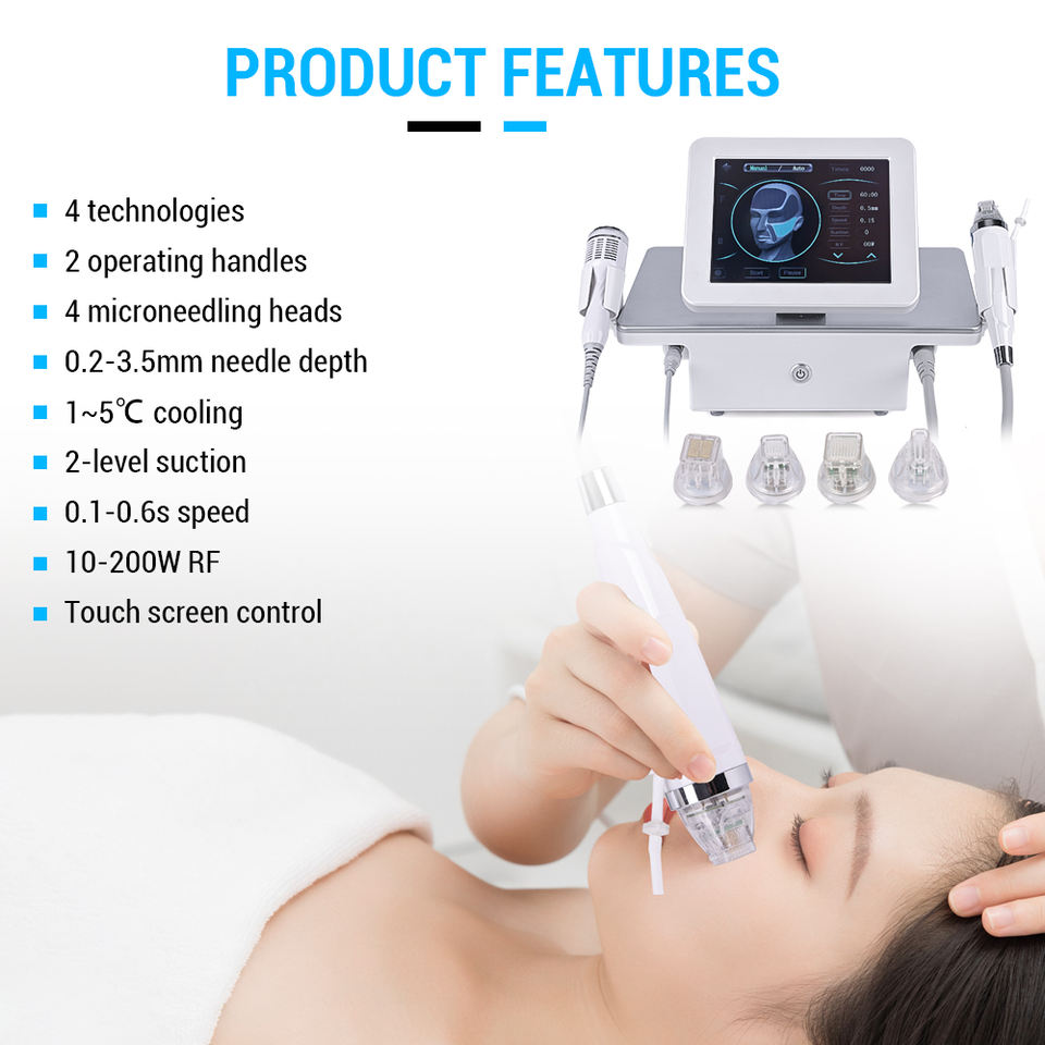 Portable 2 in 1 8 Micro Needle Rf Face Lift Fractional Rf Microneedle Machine With Cold Hammer