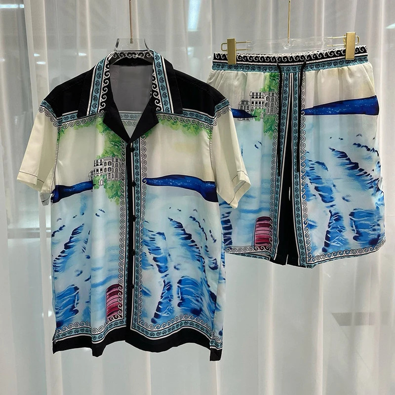 Summer Men Shirt Sets 3d Print Beach Flower Short Sleeve Casual Oversized ShortsStreetwear Hawaiian Suits Clothing 240601Z
